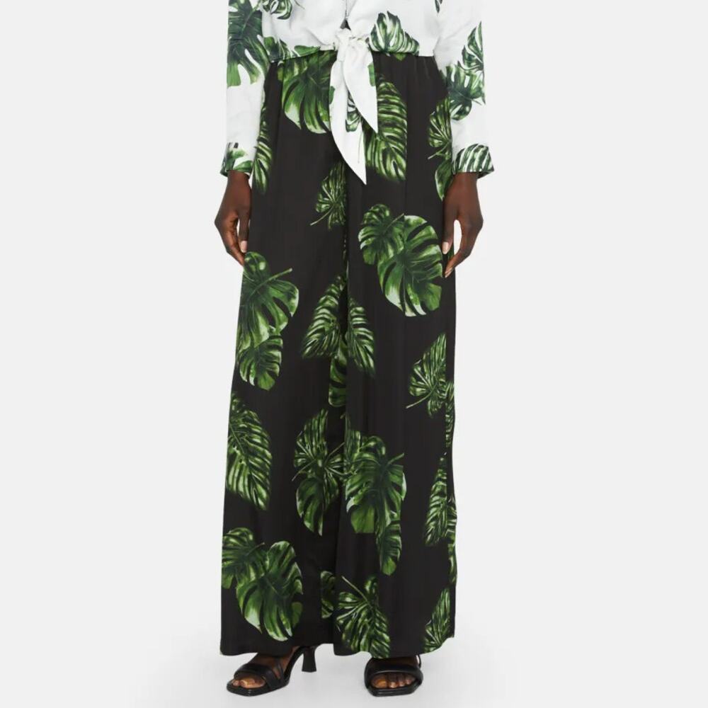 SOLD!!! L’AGENCE Lillian Tropical Print Wide Leg Pants in Black Size M